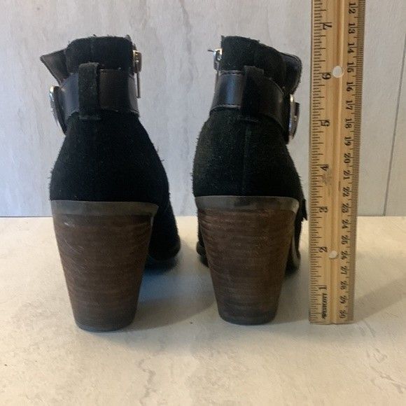 Dolce Vita Suede Ankle Boots, Black Suede, Women's 7.5 Triple Buckle Grunge Goth - Picture 7 of 11